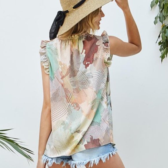 Sleeveless Boho Geometric Blouse - Picture 7 of 7